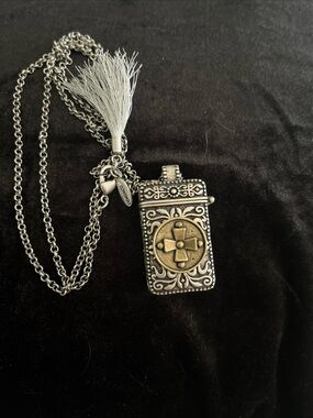 Demdaco Christian Prayer Box Pendant Locket Charm 1-1/2" Tin Necklace 32"